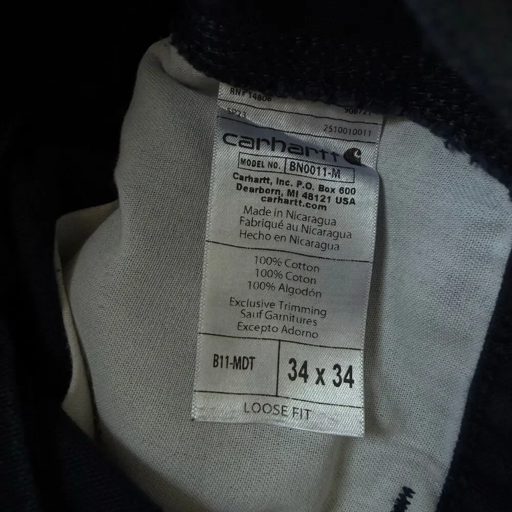Carhartt Loose Fit Duck Canvas Workwear Utility Navy Carpenter Pants Size 33x34